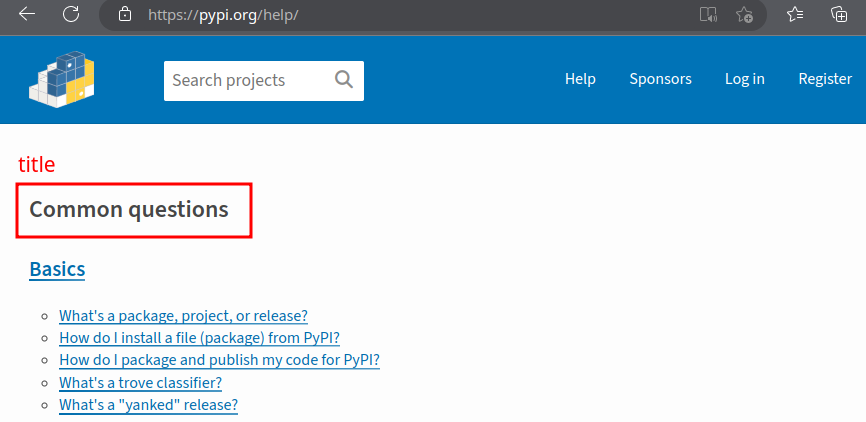 Help page title