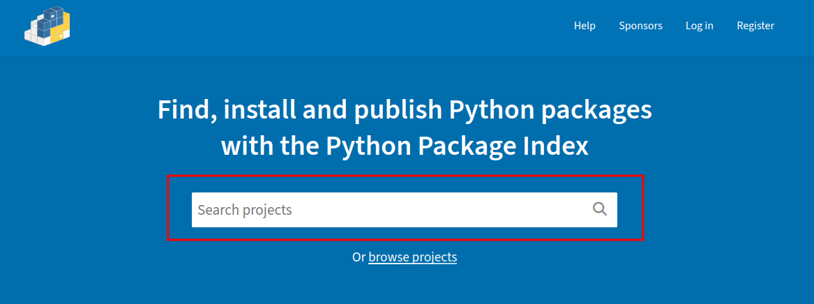 Search field on PyPI index page