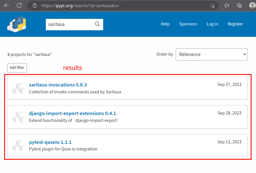 PyPI Search Page